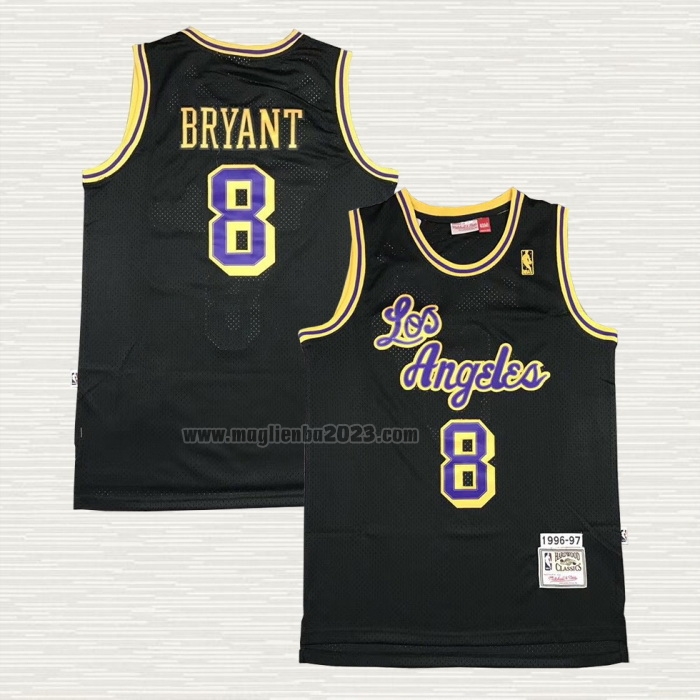 Maglia Kobe Bryant NO 8 Los Angeles Lakers Throwback Nero